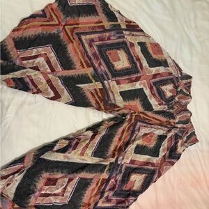 Geometric Patterned Wide-Leg Pants